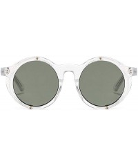 Round 2020 New Transparent Color Punk Flip Sunglasses Men Women Fashion UV400 Round Glasses - Clear&green - CT1935E8AAG $16.25