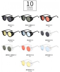Round 2020 New Transparent Color Punk Flip Sunglasses Men Women Fashion UV400 Round Glasses - Clear&green - CT1935E8AAG $25.73