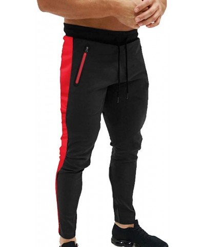 Sport Pants for Men Splicing Printed Overalls Casual Pocket Sport Work Casual Trouser Pants - Black - C718SM7XR4I $30.22