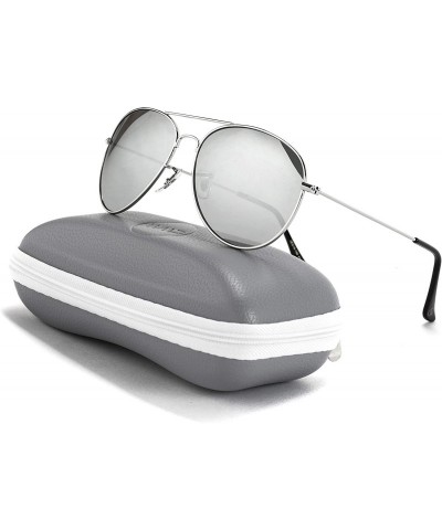 Sport Aviator Full Silver Mirror Metal Frame Sunglasses - Silver Frame / Mirror Silver Lens - C51215PIFUR $13.78