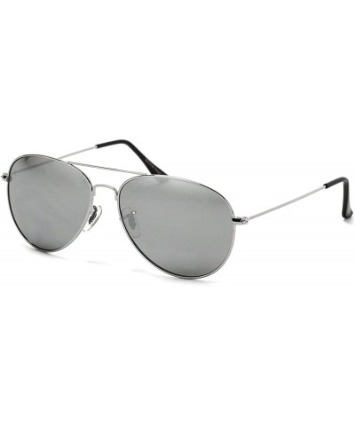 Sport Aviator Full Silver Mirror Metal Frame Sunglasses - Silver Frame / Mirror Silver Lens - C51215PIFUR $13.78