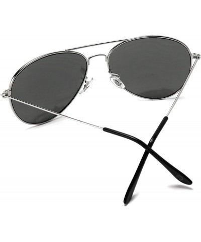 Sport Aviator Full Silver Mirror Metal Frame Sunglasses - Silver Frame / Mirror Silver Lens - C51215PIFUR $13.78