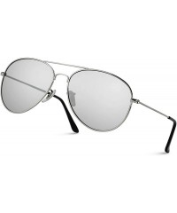 Sport Aviator Full Silver Mirror Metal Frame Sunglasses - Silver Frame / Mirror Silver Lens - C51215PIFUR $13.78