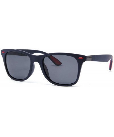 Sport Retro Polarized Sunglasses Lightweight Casual Sport Classic for Men Women UV400 - Black Lens/Dark Blue - C918S7R56LI $8.40
