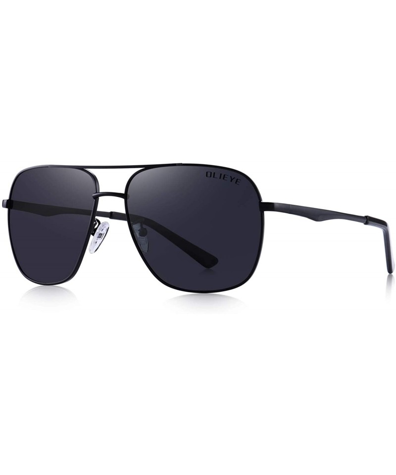 Square Polarized Mens Sunglasses HD Lens Metal Frame Driving Shades - Black - CG18QEX69GA $26.69