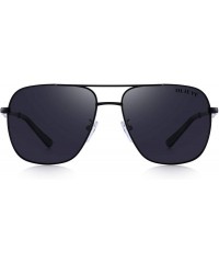 Square Polarized Mens Sunglasses HD Lens Metal Frame Driving Shades - Black - CG18QEX69GA $26.69