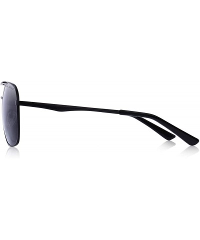 Square Polarized Mens Sunglasses HD Lens Metal Frame Driving Shades - Black - CG18QEX69GA $26.69
