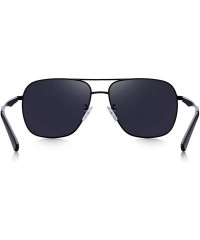 Square Polarized Mens Sunglasses HD Lens Metal Frame Driving Shades - Black - CG18QEX69GA $26.69