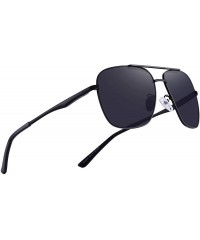 Square Polarized Mens Sunglasses HD Lens Metal Frame Driving Shades - Black - CG18QEX69GA $26.69