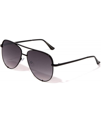 Aviator Color Mirror Bottom Triangle Bracket Rim Modern Aviator Sunglasses - Smoke Black - CL190ITTWWZ $12.01