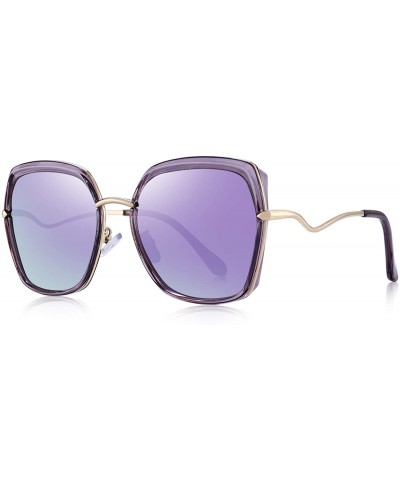 Butterfly Women's Fashion Cat Eye Polarized Sunglasses Ladies Luxury Brand Sun glasses UV400 - Purple Mirror - CL18RZN95R7 $4...