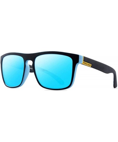 Aviator Men's Sports Polarized Sunglasses Mirror Square Driving Sun Black Blue C05 - Black Black C02 - C318XGE56WY $8.58