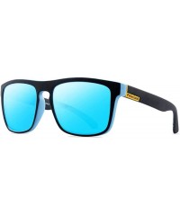 Aviator Men's Sports Polarized Sunglasses Mirror Square Driving Sun Black Blue C05 - Black Black C02 - C318XGE56WY $8.58