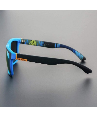 Aviator Men's Sports Polarized Sunglasses Mirror Square Driving Sun Black Blue C05 - Black Black C02 - C318XGE56WY $8.58