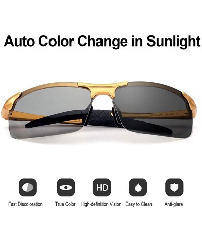 Rectangular Men's Photochromic Sunglasses with Polarized Lens for Outdoor 100% UV Protection- Anti Glare- Reduce Eye Fatigue ...