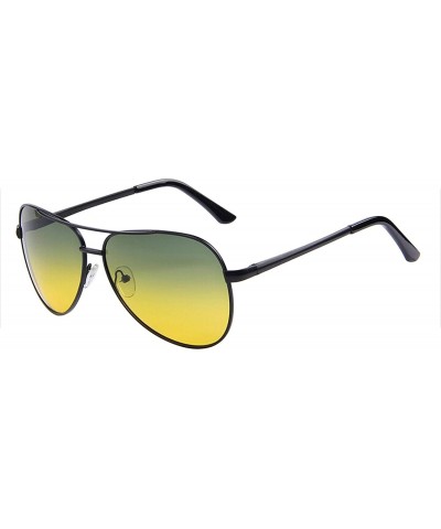 Round Men Polarized Sunglasses Night Vision Driving UV400 - C01 Black Night - CM199C9T8I5 $38.22