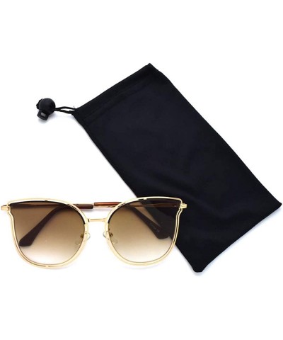 Butterfly Double Rim Wire Metal Butterfly Flat Lens Sunglasses P4152 - Gold Gradient Brown - CV18S7UW5NM $8.93