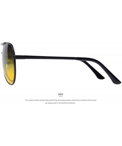 Round Men Polarized Sunglasses Night Vision Driving UV400 - C01 Black Night - CM199C9T8I5 $26.18