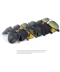 Round Men Polarized Sunglasses Night Vision Driving UV400 - C01 Black Night - CM199C9T8I5 $26.18