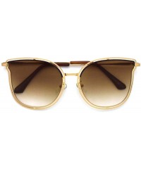 Butterfly Double Rim Wire Metal Butterfly Flat Lens Sunglasses P4152 - Gold Gradient Brown - CV18S7UW5NM $19.95