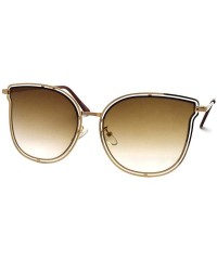 Butterfly Double Rim Wire Metal Butterfly Flat Lens Sunglasses P4152 - Gold Gradient Brown - CV18S7UW5NM $19.95