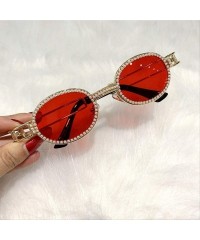 Oval Flat-Framed Sunglasses Women's Small Oval Handy Glasses Personality Glasses - CJ18IH4E9ZI $36.79