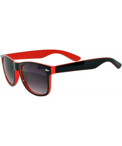 Wayfarer Men Women Retro Vintage Two Tone Frame Smoke Lens Sunglasses UVB UVA protection - Red - CG11PLG12SJ $19.36
