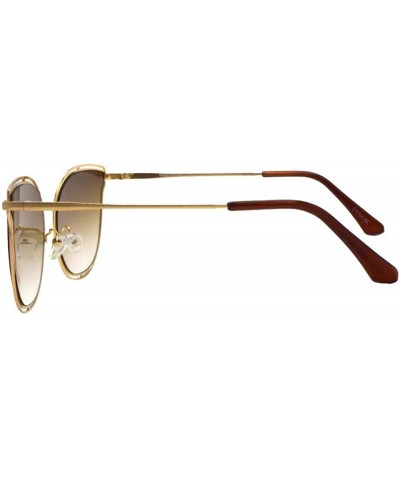 Butterfly Double Rim Wire Metal Butterfly Flat Lens Sunglasses P4152 - Gold Gradient Brown - CV18S7UW5NM $19.95
