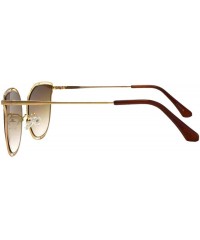 Butterfly Double Rim Wire Metal Butterfly Flat Lens Sunglasses P4152 - Gold Gradient Brown - CV18S7UW5NM $19.95
