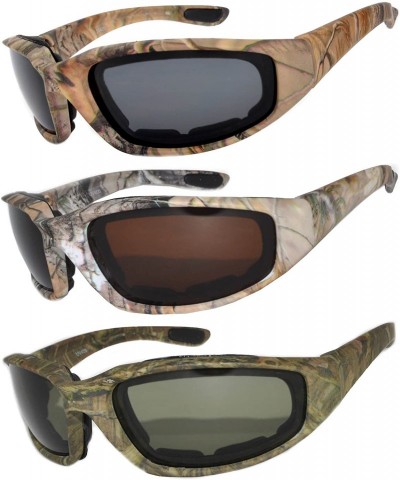 Goggle Set of 2 - 3 Pairs Motorcycle CAMO Padded Foam Sport Glasses Colored Lens - CE1847U4QQG $28.25