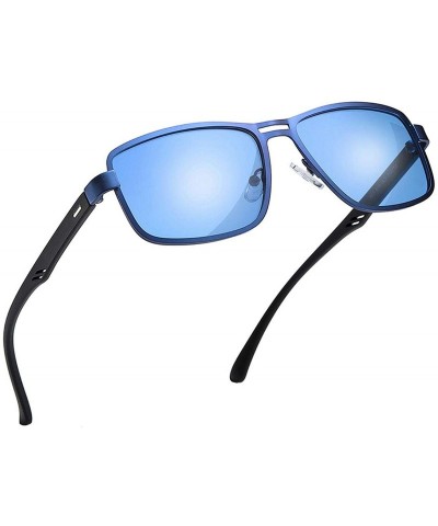 Shield 2020 Fashion Sunglasses Men Polarized Square Metal Frame Male Sun Glasses Driving Fishing Eyewear - C5blue - C0198ZZ3S...