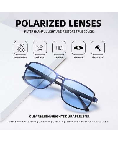 Shield 2020 Fashion Sunglasses Men Polarized Square Metal Frame Male Sun Glasses Driving Fishing Eyewear - C5blue - C0198ZZ3S...