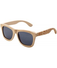 Square Bamboo Wood Polarized Sunglasses For Men & Women - Temple Carved Collection Pack with Wood Case - Black - C018TX50XR4 ...