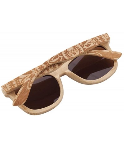 Square Bamboo Wood Polarized Sunglasses For Men & Women - Temple Carved Collection Pack with Wood Case - Black - C018TX50XR4 ...