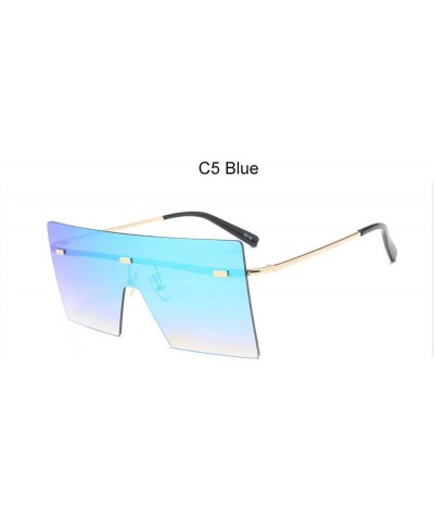 Oversized Oversized Brown Sunglasses Women Retro Vintage Luxury Brand Rimless Eyewear Feminino Big Shades - C5 Blue - C3198A4...