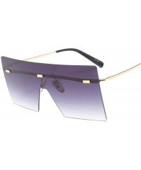 Oversized Oversized Brown Sunglasses Women Retro Vintage Luxury Brand Rimless Eyewear Feminino Big Shades - C5 Blue - C3198A4...
