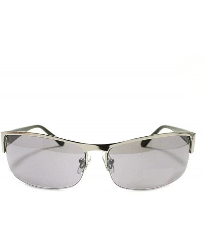 Rectangular Men's Half Rim Narrow Rectangular Sunglasses - Silver - C11102PZPM3 $18.65