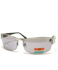 Rectangular Men's Half Rim Narrow Rectangular Sunglasses - Silver - C11102PZPM3 $11.78