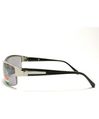 Rectangular Men's Half Rim Narrow Rectangular Sunglasses - Silver - C11102PZPM3 $11.78