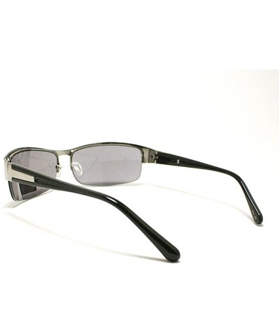 Rectangular Men's Half Rim Narrow Rectangular Sunglasses - Silver - C11102PZPM3 $11.78