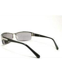 Rectangular Men's Half Rim Narrow Rectangular Sunglasses - Silver - C11102PZPM3 $11.78