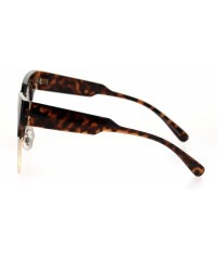 Cat Eye Womens Thick Brow Half Horn Rim Cat Eye Sunglasses - Tortoise Gold Brown - C818SHZ4W4I $12.20