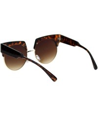 Cat Eye Womens Thick Brow Half Horn Rim Cat Eye Sunglasses - Tortoise Gold Brown - C818SHZ4W4I $12.20