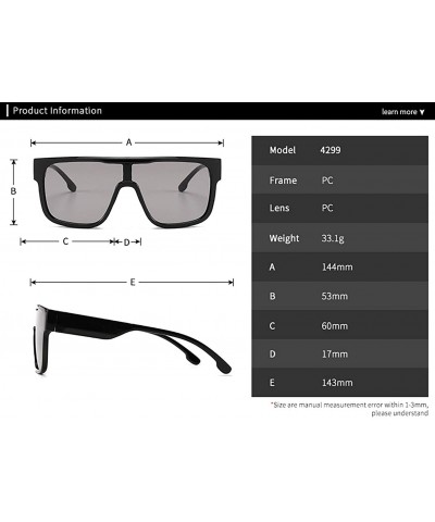 Square Square Sunglasses for Men Oversized One-piece Women Sunglasses Designer Goggle Shades - CF196YUNAGK $12.15