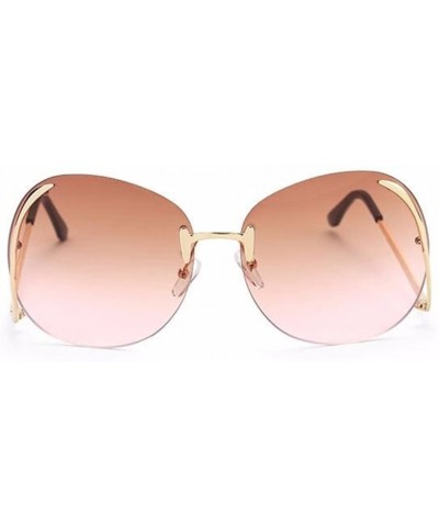 Oversized Women Elegant Oversized UV400 Sunglasses Lady Party Prom Travel Glasses Goggle - Brown Pink - CN182W5SW7C $19.00