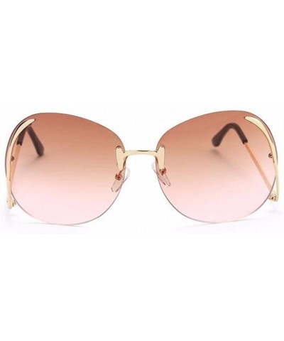 Oversized Women Elegant Oversized UV400 Sunglasses Lady Party Prom Travel Glasses Goggle - Brown Pink - CN182W5SW7C $11.84