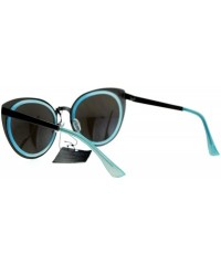 Cat Eye Mirrored Mirror Lens Double Rim Metal Cat Eye Sunglasses - Gunmetal Blue - CW12IGSR4BH $13.92