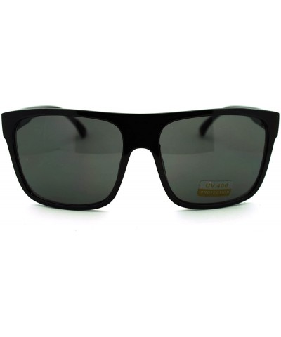 Oversized All Black Oversized Flat Top Hip Hop Gangster Mob Manly Sunglasses - CC11HV9P9SD $8.54