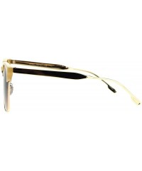 Rectangular Womens Flat Lens Boyfriend Style Hipster Half Rim Retro Sunglasses - Beige Gold Brown - CN17XWIDNNQ $14.95