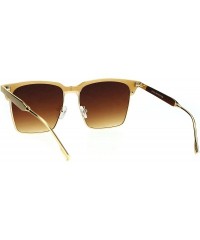 Rectangular Womens Flat Lens Boyfriend Style Hipster Half Rim Retro Sunglasses - Beige Gold Brown - CN17XWIDNNQ $14.95